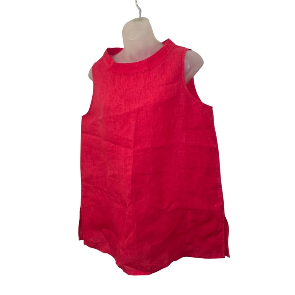 Eileen Fisher Fuchsia Organic Linen Shell Top Sleeveless Tunic Side Slits Size S - Picture 3 of 7